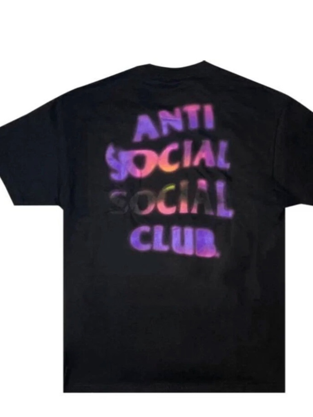 Anti Social Social Club Black Tee with Pink-Purple Gradient Logo